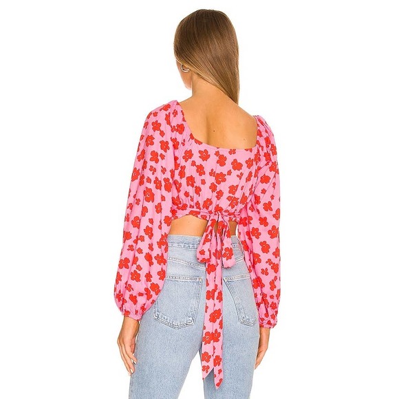 Revolve | Sanctuary Going Solo Crop Tie Top in Cherry Kiss - Picture 3 of 11